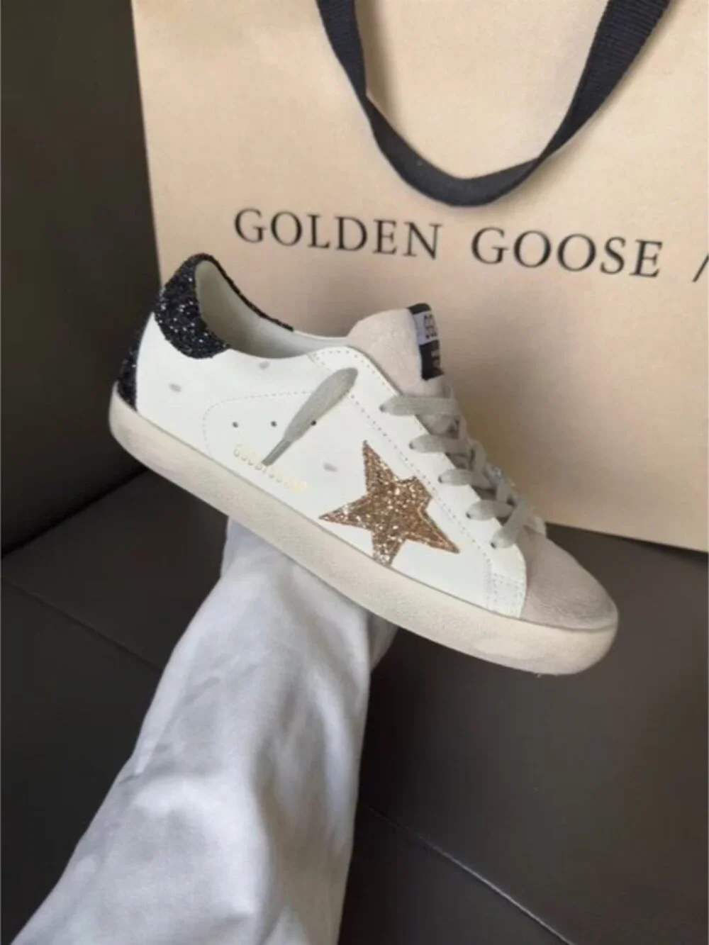 Golden Goose White Leather Superstar Sneakers with Gold Star - Picture 3 of 4